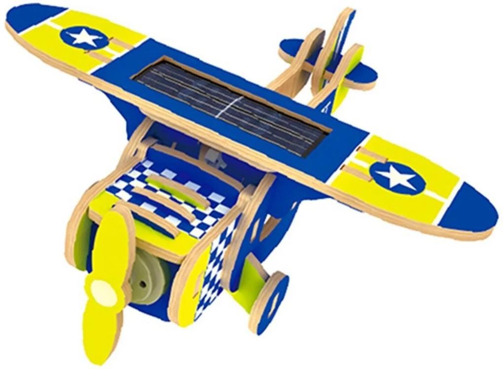 Quebra Cabeça Kuga Desafio 3D Solar com Motor - Avião Solar - Madeira - P210S - Azul