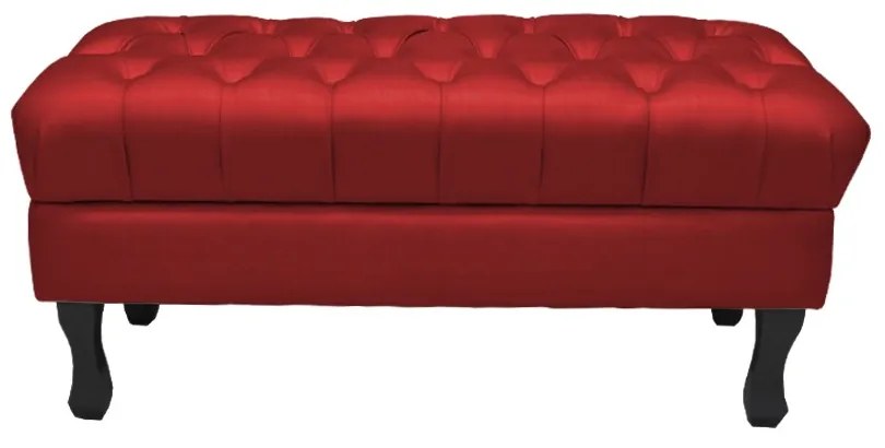 Puff Baú Retangular Retrô 100 cm Luiz XV Tabaco Corino Vermelho