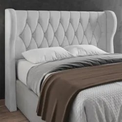 Cabeceira Casal Cama Box 140cm Malva Z04 Boucle Cinza - Mpozenato