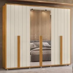Guarda Roupa Casal 278cm 6 Portas 4 Espelhos Zac Off/Cinamomo Z10 - Mp