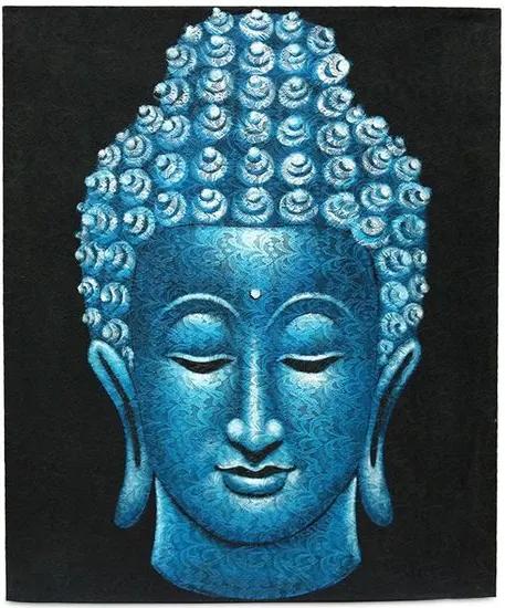 Pintura em Tela Rendada Buda | Azul