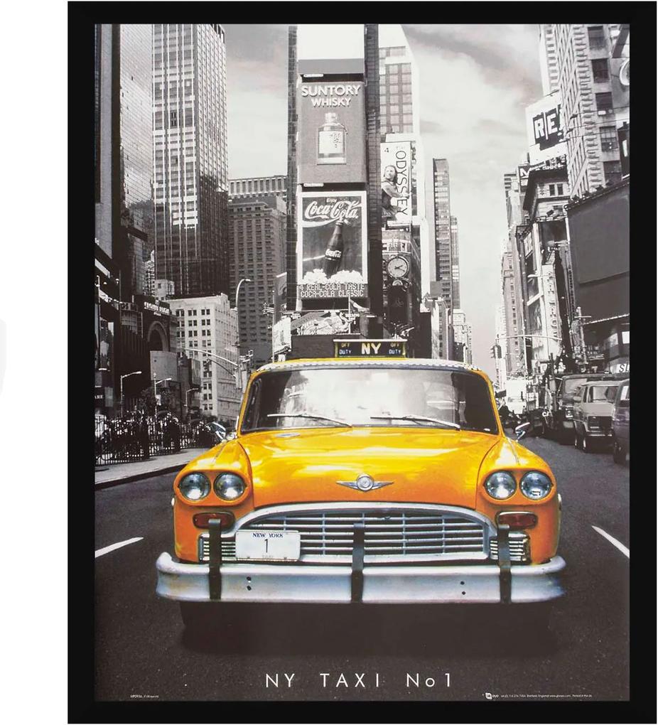 Poster Com Moldura Táxi Amarelo De New York Numero 1 Sem Vidro 40x50cm