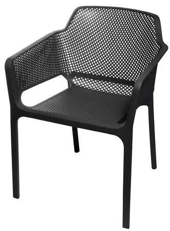 Cadeira Net Nard Empilhavel Polipropileno com Braco cor Preta - 53567 Sun House