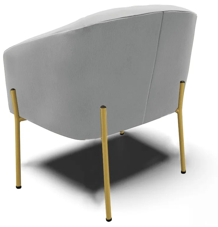 Poltrona Decorativa Pé de Ferro Dourado Stella Suede Cinza D03 - D'Rossi