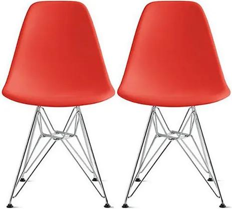 Conjunto 2 Cadeiras Eiffel Eames DSR Vermelha