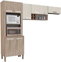 Cozinha Compacta Ametista 8 Portas Composição 4 Nogal/Arena - Kit's Pa