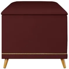 Calçadeira Baú Solteiro 90cm com Tachas Imperial J02 Veludo Bordô - Mp