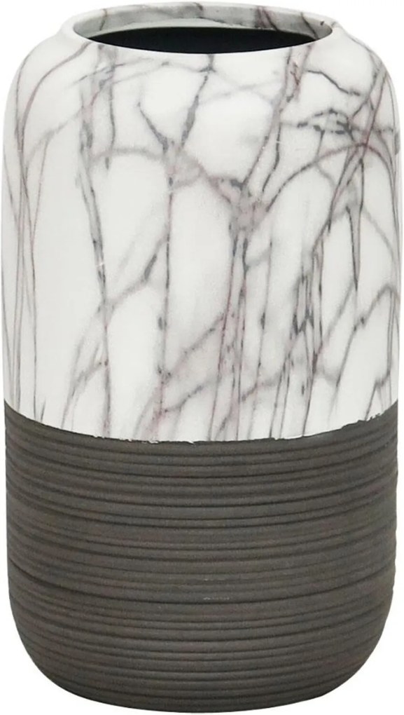 Vaso Decorativo De Cerâmica Marmorizado 12,5 X 20,8 Cm