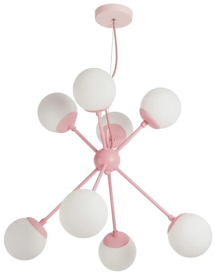 Pendente Dança Ø67X56Cm 8Xg9 / Metal E Globo Ø12Cm | Usina 16732/8 (PT / CP-M - Preto Texturizado / Champagne Metálico, AMBAR)