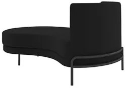 Chaise Longue Divã 164cm Braço Direito Logus D06 Veludo Preto - Mpozen