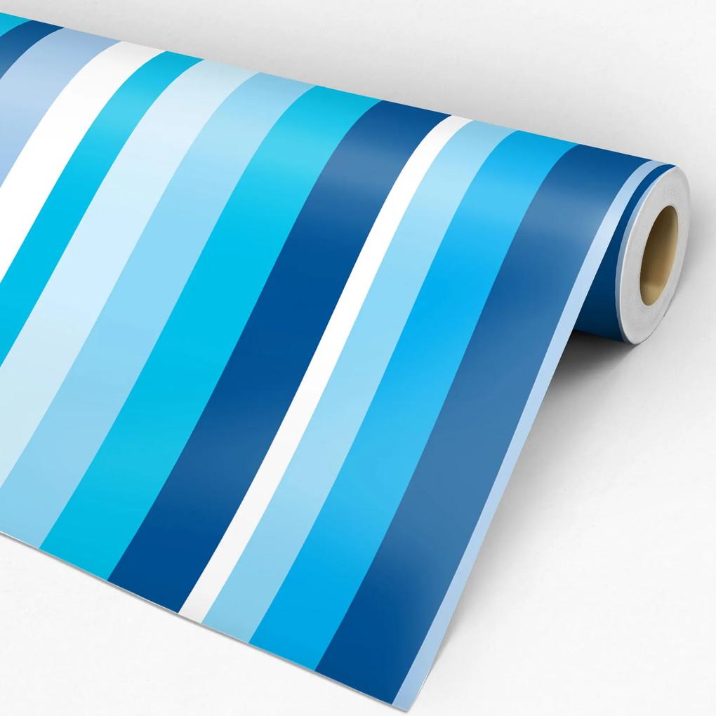 Papel de Parede listrado azul e branco 0.52m x 3.00m