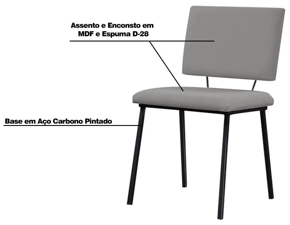 Kit 4 Cadeiras Decorativas Sala de Jantar Fennel Linho Cinza G17 - Gran Belo