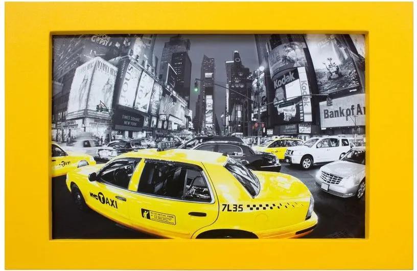 Quadro Decorativo Com Moldura Em Tecido Táxi Amarelo De Nova York 110x70cm