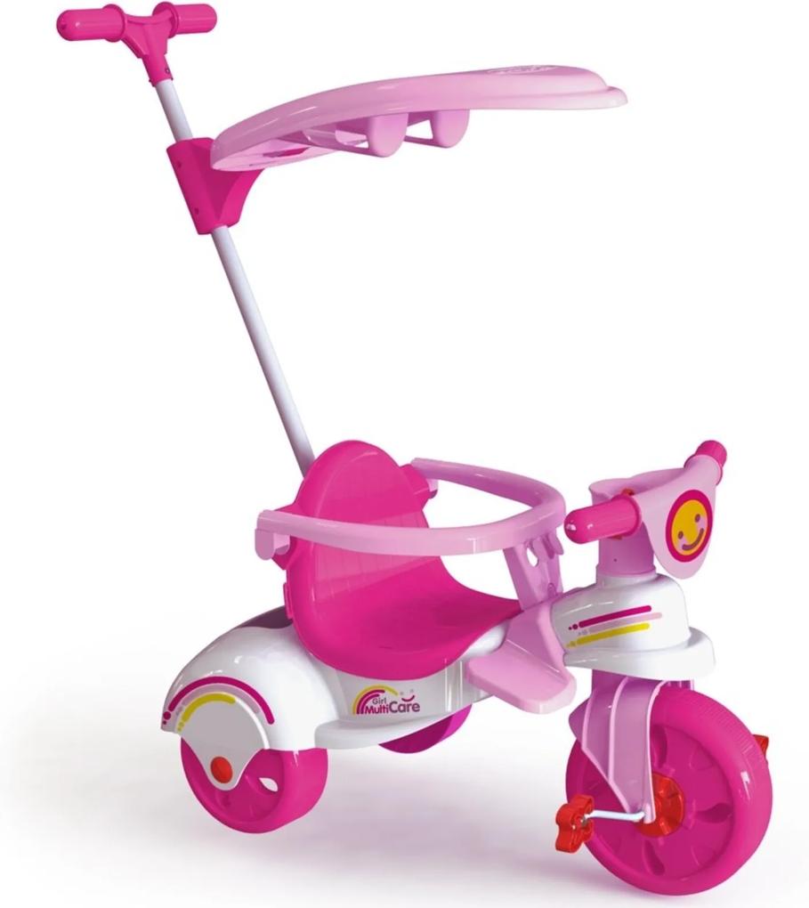 Triciclo Xalingo Multi Care Girl 3 x 1 com Empurrador - Pedal - Rosa - 7601 - Rosa