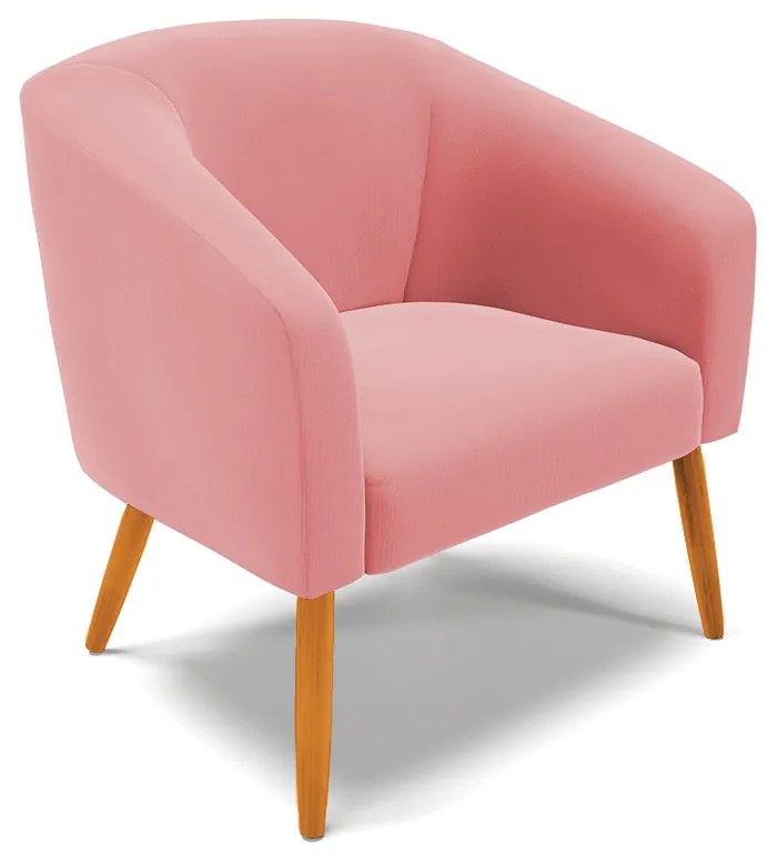 Poltrona Decorativa Pé Palito Castanho kit 2 Stella Suede D03 - D'Rossi - Rose