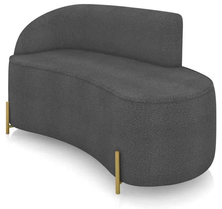 Sofá 2 Lugares Orgânico 140cm Pé Dourado Morgan Bouclê D03 - D'Rossi - Grafite
