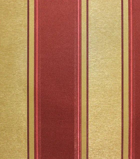 Papel de Parede com Listras Largas Vermelho e Dourado - Coleção Império Lord II - 361305