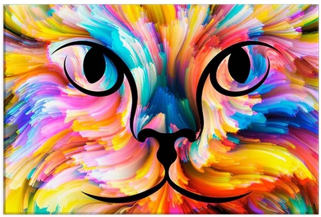 Tela Decorativa Gato Abstrato Colorido Grande Love Decor
