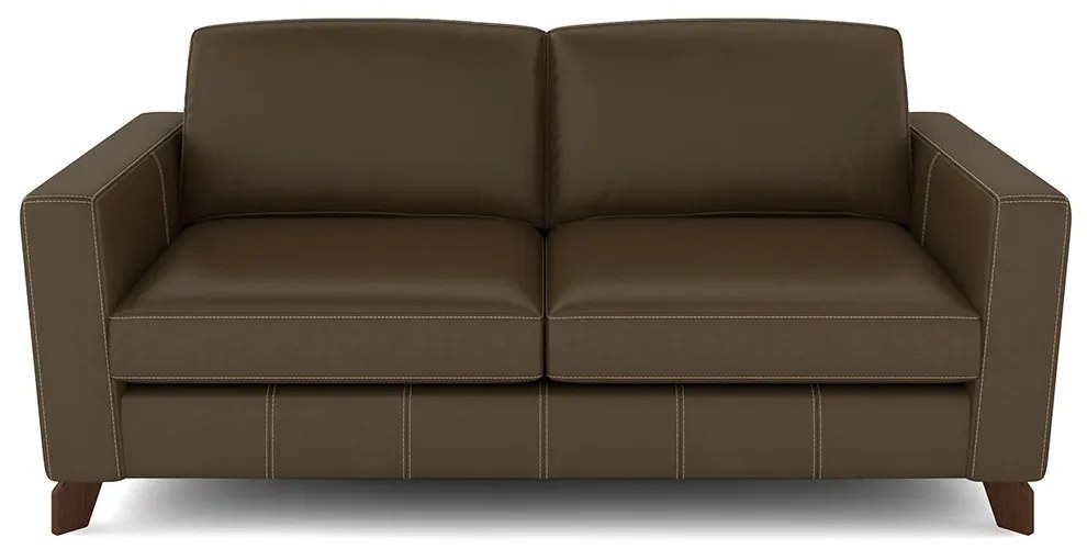 Sofá Sala de Estar Living 3 Lugares 220cm Presley Pés Madeira Couro Capuccino G52 - Gran Belo