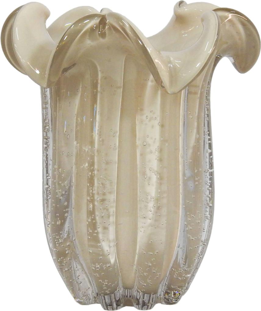 Vaso Decorativo em Vidro Bege - 20cm