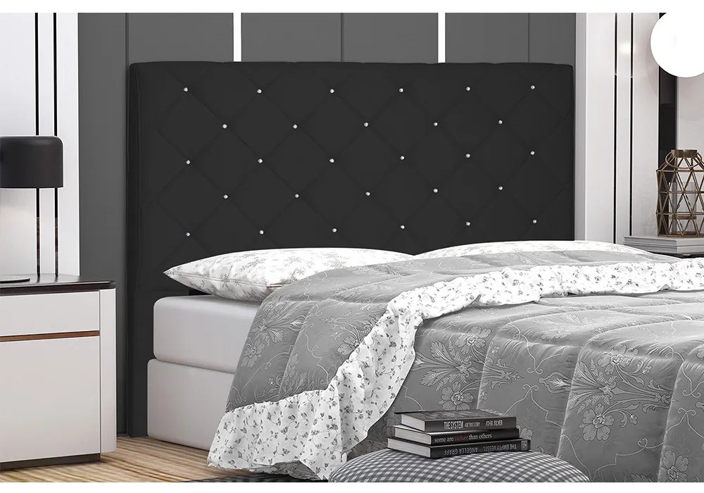 Cabeceira Tania Para Cama Box King 195 cm Suede - D'Rossi - Preto