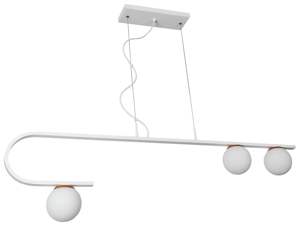 Pendente Dama 120X30Cm 3Xg9 / Cabos Kevlar Cristal / Metal E Globo Ø12... (BT / DR-PV - Branco Texturizado / Dourado Brilho Polido Verniz, CLEAR)