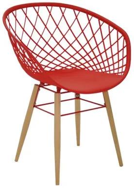 Cadeira Tramontina Sidera Vermelha em Poliamida com Pernas de Madeira