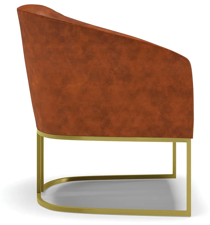 Poltrona Decorativa Industrial Dourado kit 2 Stella Sintético PU D03 - D'Rossi - Nozes