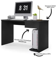 Mesa de Escritório Para Computador Noronha M09 Preto - Mpozenato