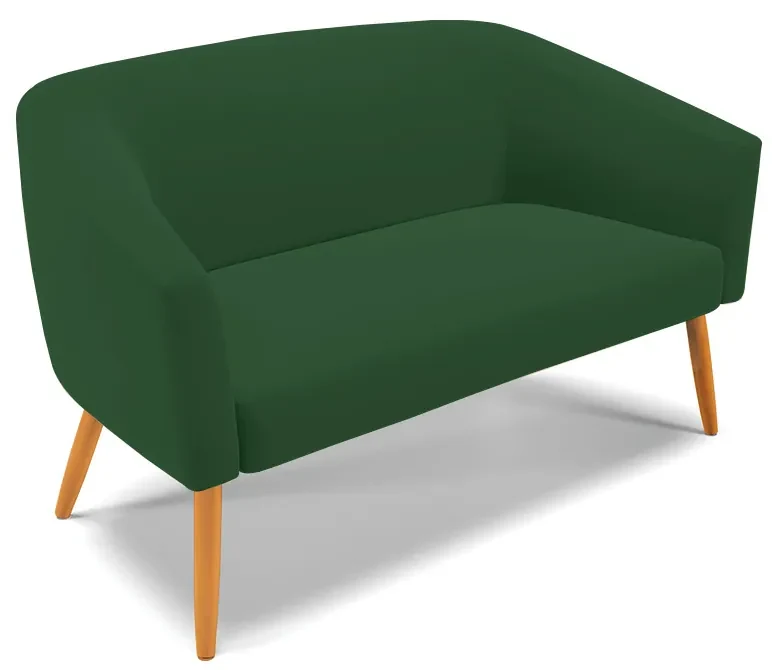 Namoradeira e 2 Poltronas Pé Palito Castanho Stella Veludo D03 - D'Rossi - Verde