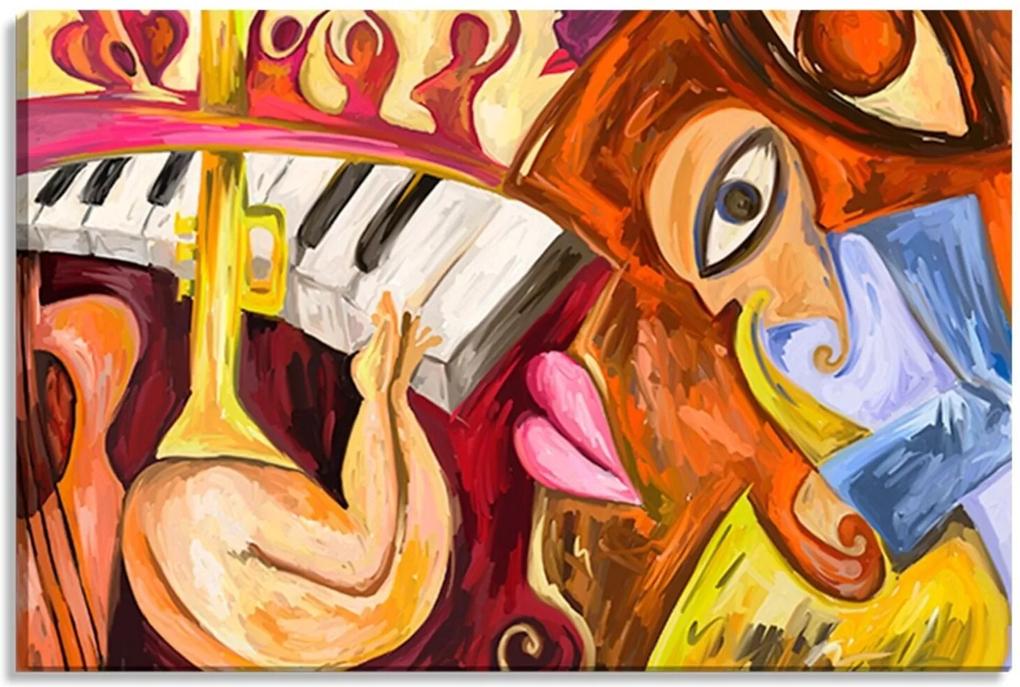 Tela Decorativa Estilo Pintura Música Jazz Sax e Piano - Tamanho: 60x90cm (A-L) Unico