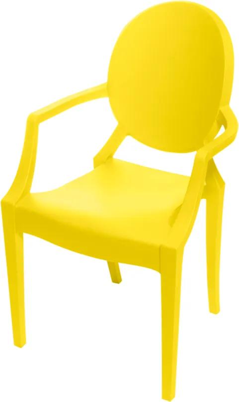 Cadeira Louis Ghost Kids Beta Com Braço Amarelo
