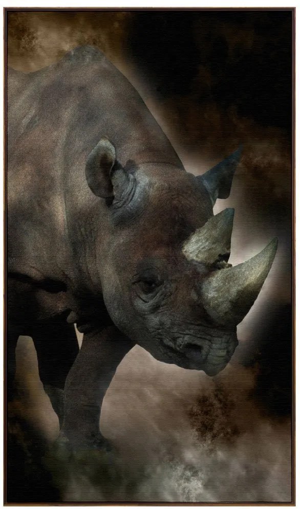 Quadro Canvas Com Moldura Tela Imagem De Rinoceronte 120x210cm