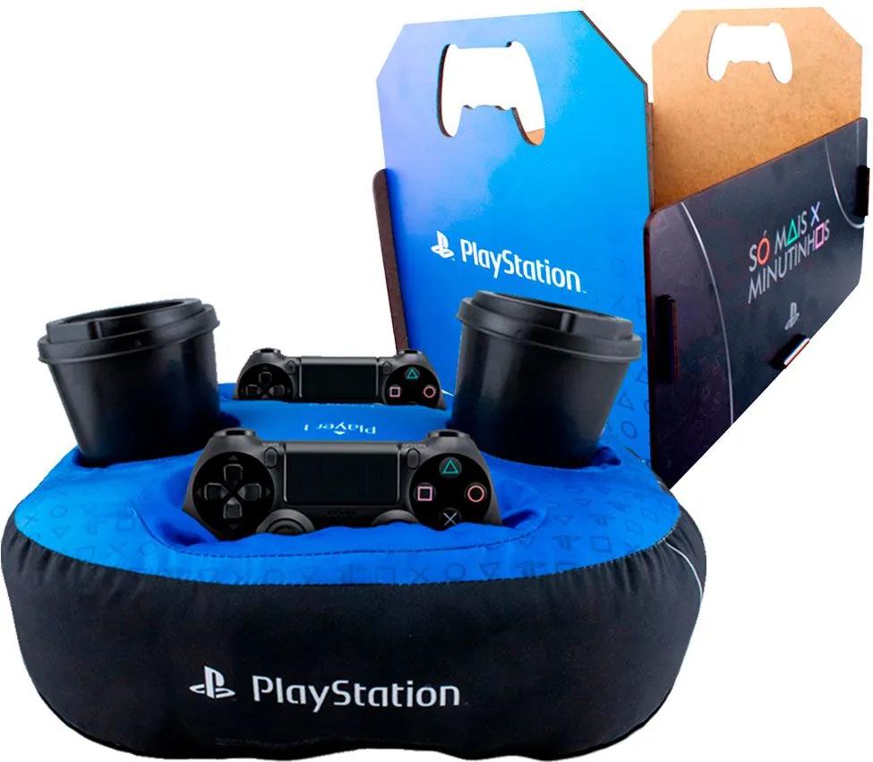 Kit Almofada Porta Controle e Copos e Porta Jogos Playstation PS4