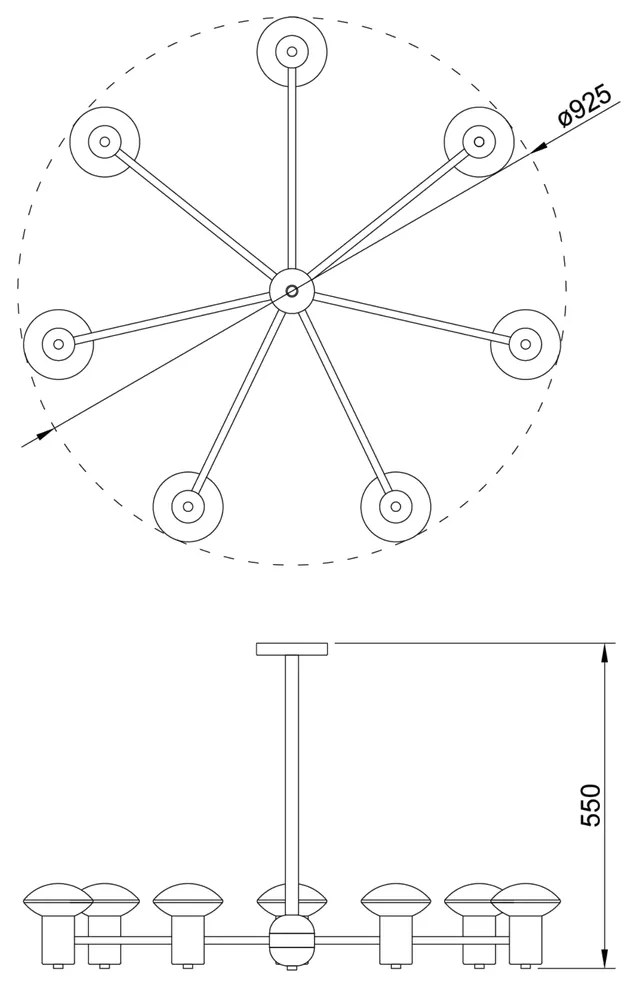 Pendente Sakai Ø92,5X55Cm 7Xg9 Vidro Disco Asteroide / Haste Fixa | Us... (BT / CB-M - Branco Texturizado / Cobre Metálico, FOSCO)