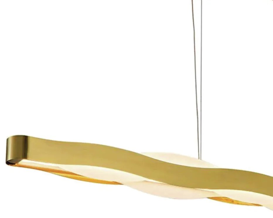 Pendente Harmony Horizontal 120X5X8Cm Led 60W 3000K Bivolt Dourado Esc...