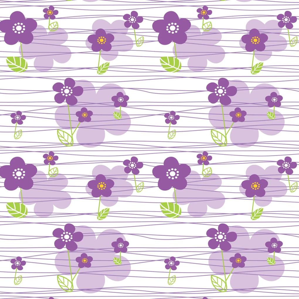Papel de Parede Quartinhos Adesivo Texturizado Floral Lilás 2,70x0,57m