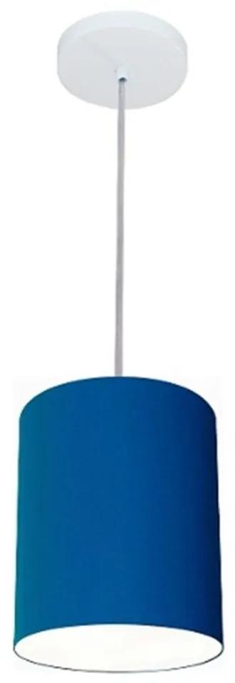Kit/3 Lustre Pendente Cilíndrico Md-4012 Cúpula em Tecido 18x25cm Azul Marinho - Bivolt