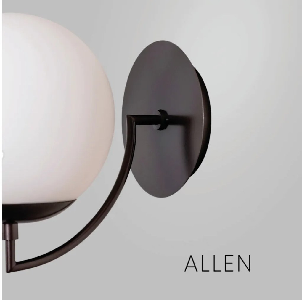 Arandela Allen 20X27,2X24,9Cm 1Xe27 Alumínio E Globo Ø20Cm - Usina 250... (PT - Preto Texturizado, TRANSPARENTE)