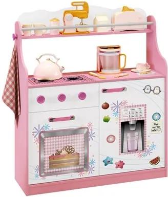 Porta Brinquedos Kitchen Branco/Rosa - Móveis Estrela