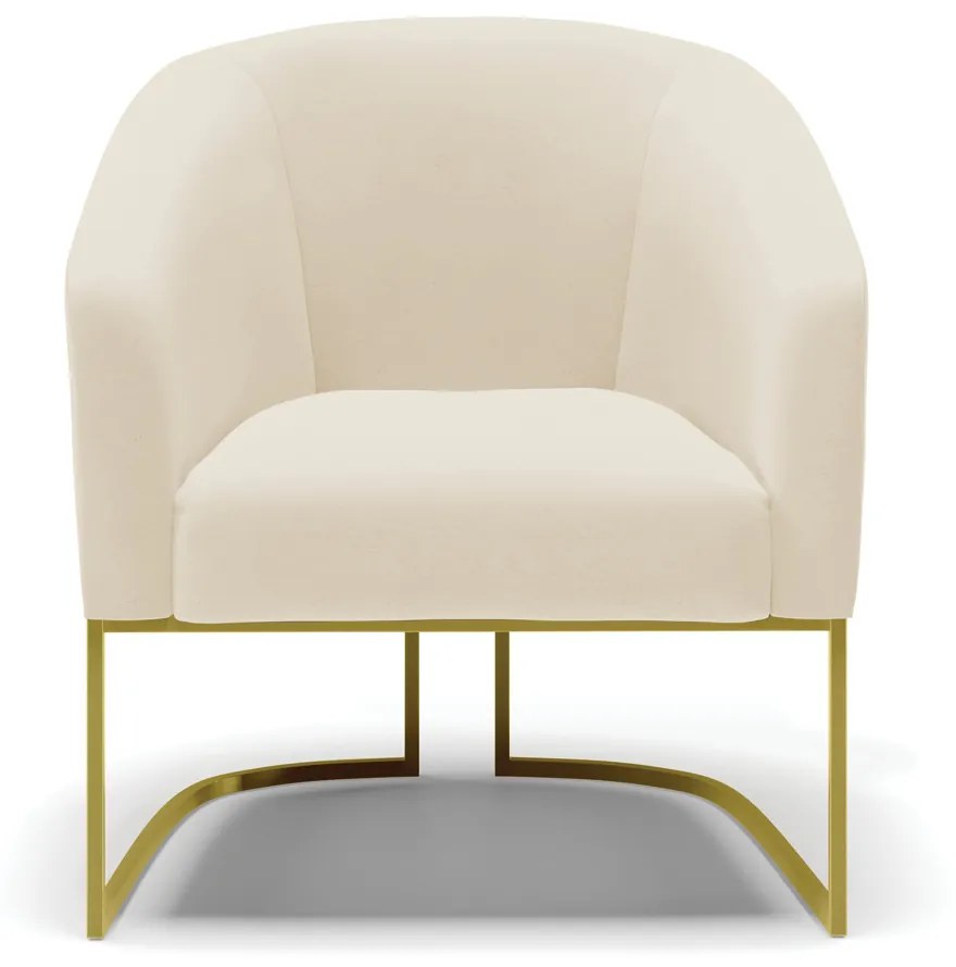 Poltrona Decorativa Industrial Dourado kit 2 Stella Linho D03 - D'Rossi - A19 Bege
