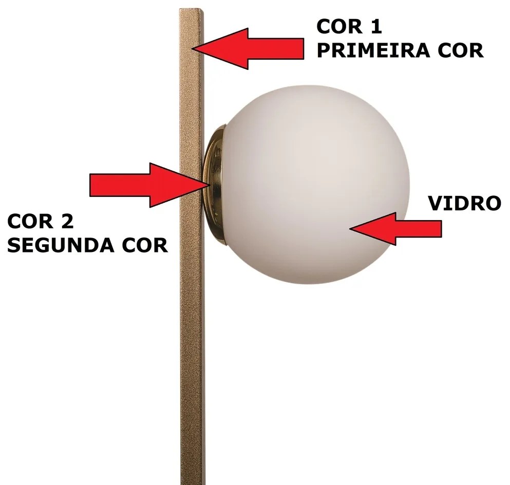 Abajur Dama Ø15X53Cm 1Xg9 / Globo Ø12Cm | Usina 16809/1 (BT / CB-PV - Branco Texturizado / Cobre Brilho Polido Verniz, CLEAR)