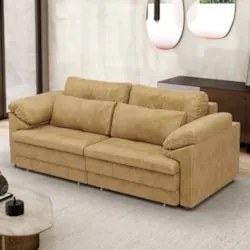 Sofá Retrátil 2 Lugares Para Sala 175cm Dijon Couro Bege S07 - Mpozena