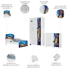 Quarto Infantil 3 Peças Com Mini Cama Carro Azul Z53 - Mpozenat