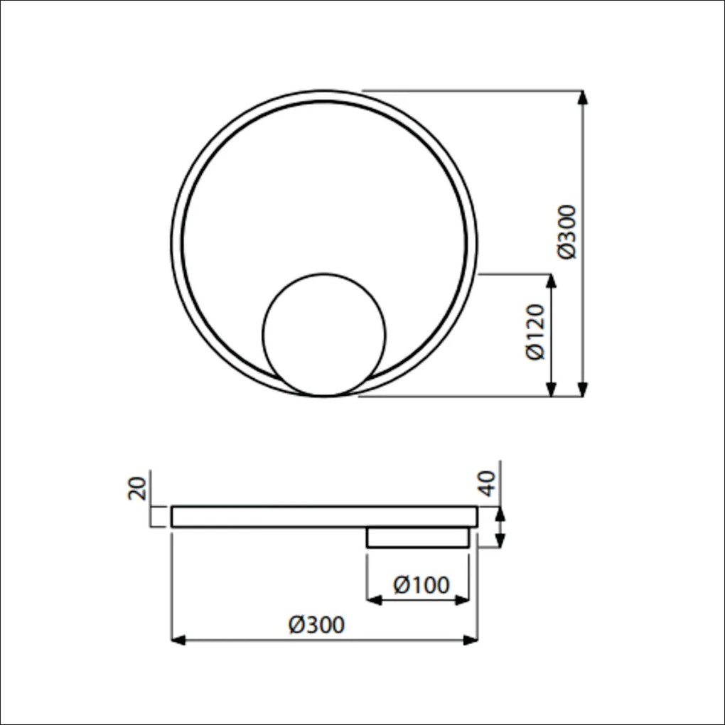 Arandela / Plafon Sunset Aro Redondo Ø30Cm Led 15W 3000K Bivolt Champa... (CP-M = Champagne)