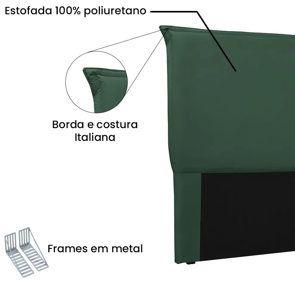 Cabeceira Cama Box Solteiro 90 cm Garden Veludo Verde S04 - D'Rossi