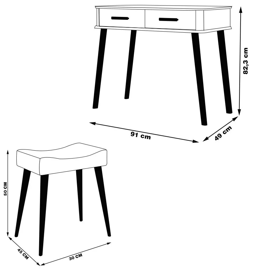 Conjunto Decorativo Aparador e Banqueta Émie offwhite/Bege G21 - Gran Belo