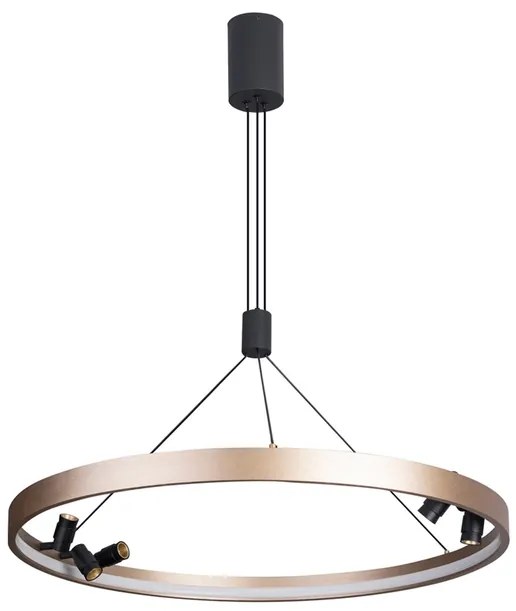 Pendente Led Aluminio Preto Dourado 45w 3000k