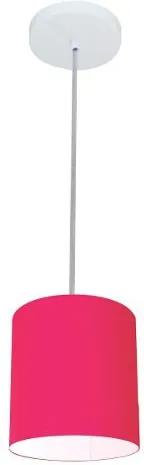Kit/3 Pendente Cilíndrico Md-4046 Cúpula em Tecido 18x18cm Rosa Pink - Bivolt