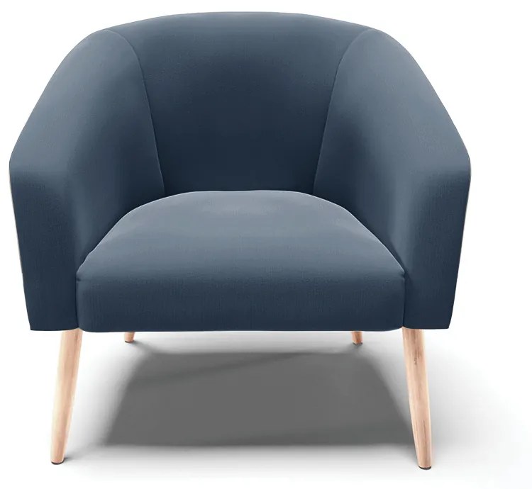 Poltrona Decorativa Pé Palito Natural Kit 2 Stella Suede Azul Marinho D03 - D'Rossi